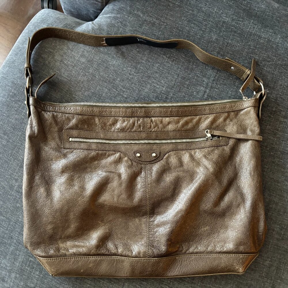 Balenciaga Courier XL Bag Brown Silver Hardware